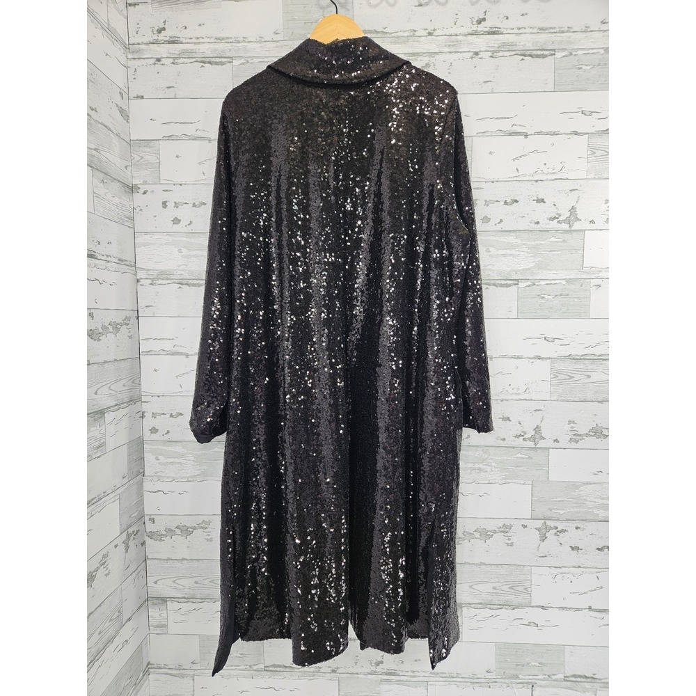 Lane Bryant Black Sequin Duster Coat Open Front Jacket Plus Size 22/24 NEW